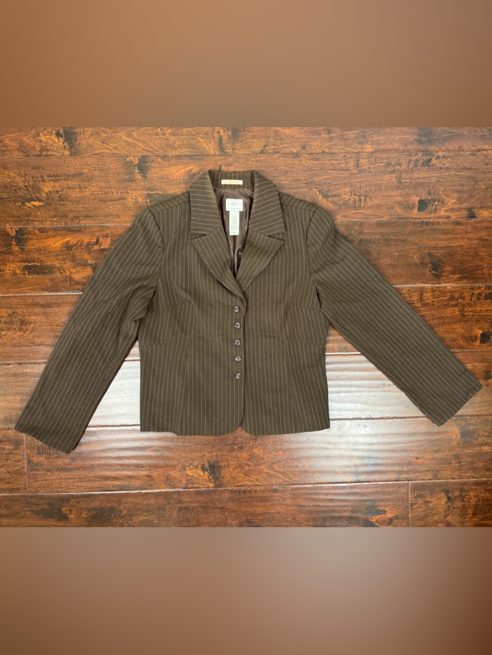 Emma James Womens Blazer, 14, Brown and Cream Stripe Office Siren Jacket